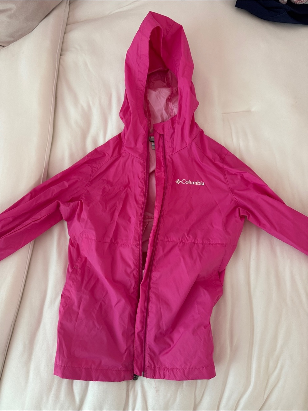 Columbia Girls' Hooded Rain Jacket - Hot Pink